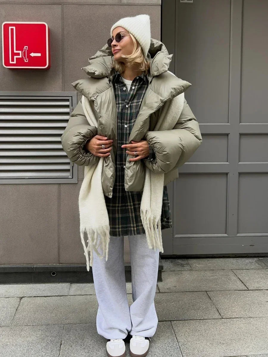 Parka d'hiver femme, coupe oversize avec capuche