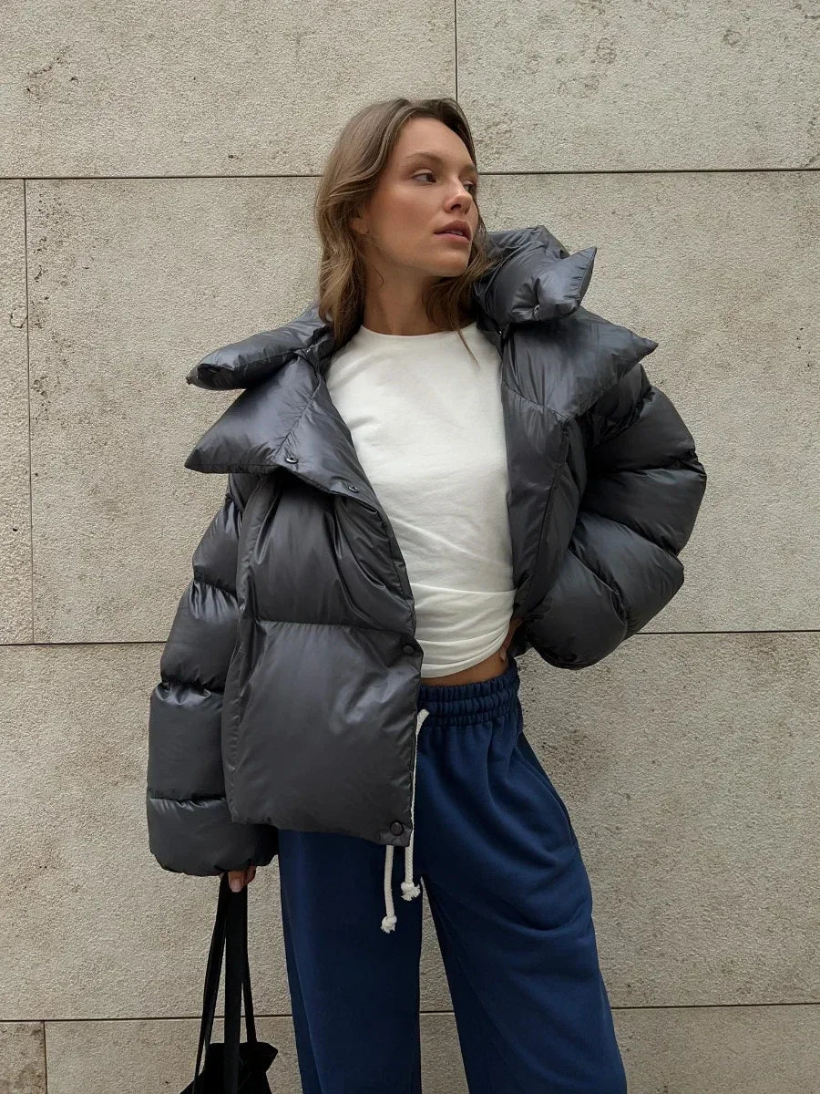 Parka d'hiver femme, coupe oversize avec capuche