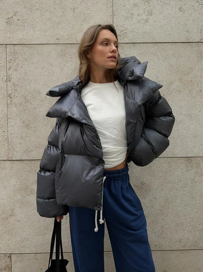 Parka d'hiver femme, coupe oversize avec capuche