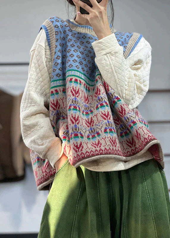 Wollstrickjacke Oversized mit Großem Druck - IdealeKleiden