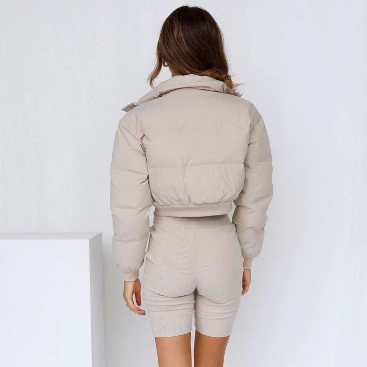 Parka court femme chaud isolé à capuche manteau d'hiver