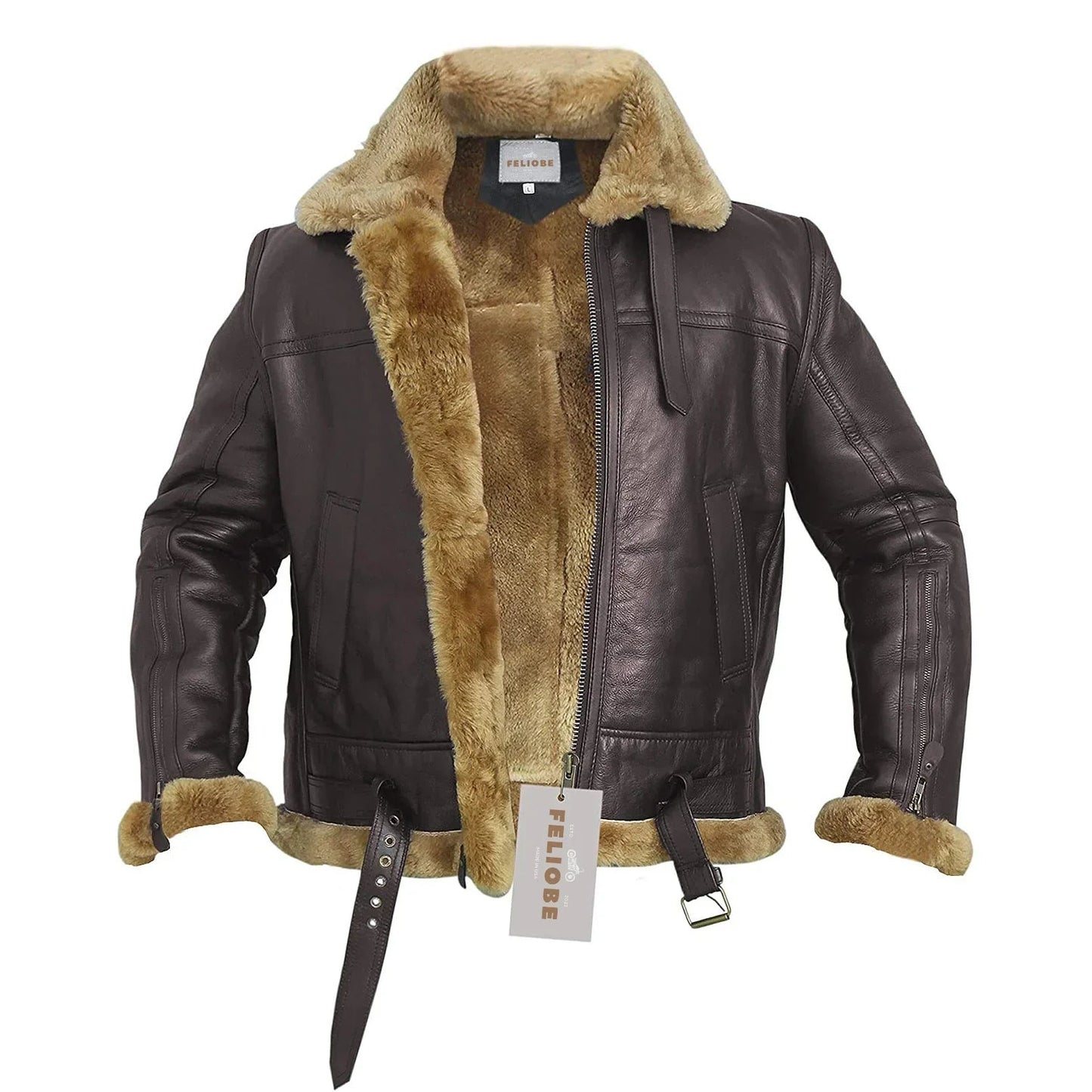 Veste d'Aviateur Luxe en Cuir Chaude & Élégante