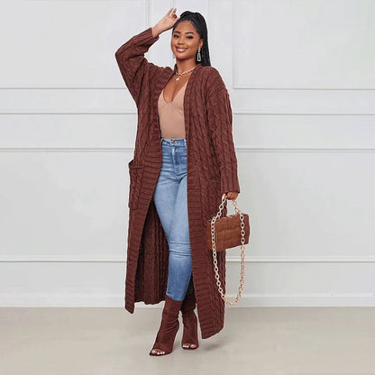Cardigan long classique femme hiver