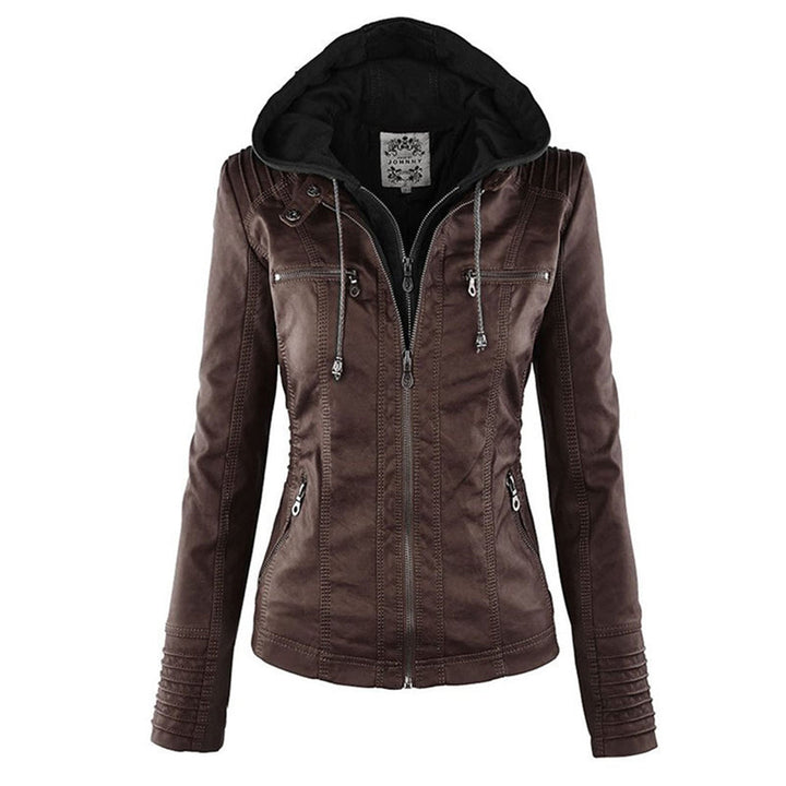 Blouson en cuir pour homme avec capuche, style automne