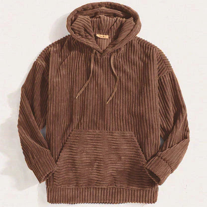 Sweat-shirt à capuche en velours côtelé aspect côtelé