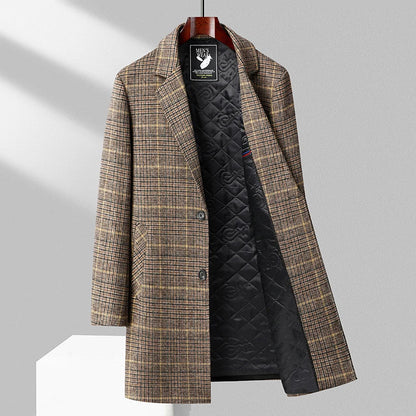Élégant manteau en laine à carreaux