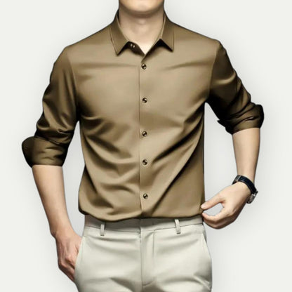 Chemise boutonnée infroissable pour homme, sans repassage