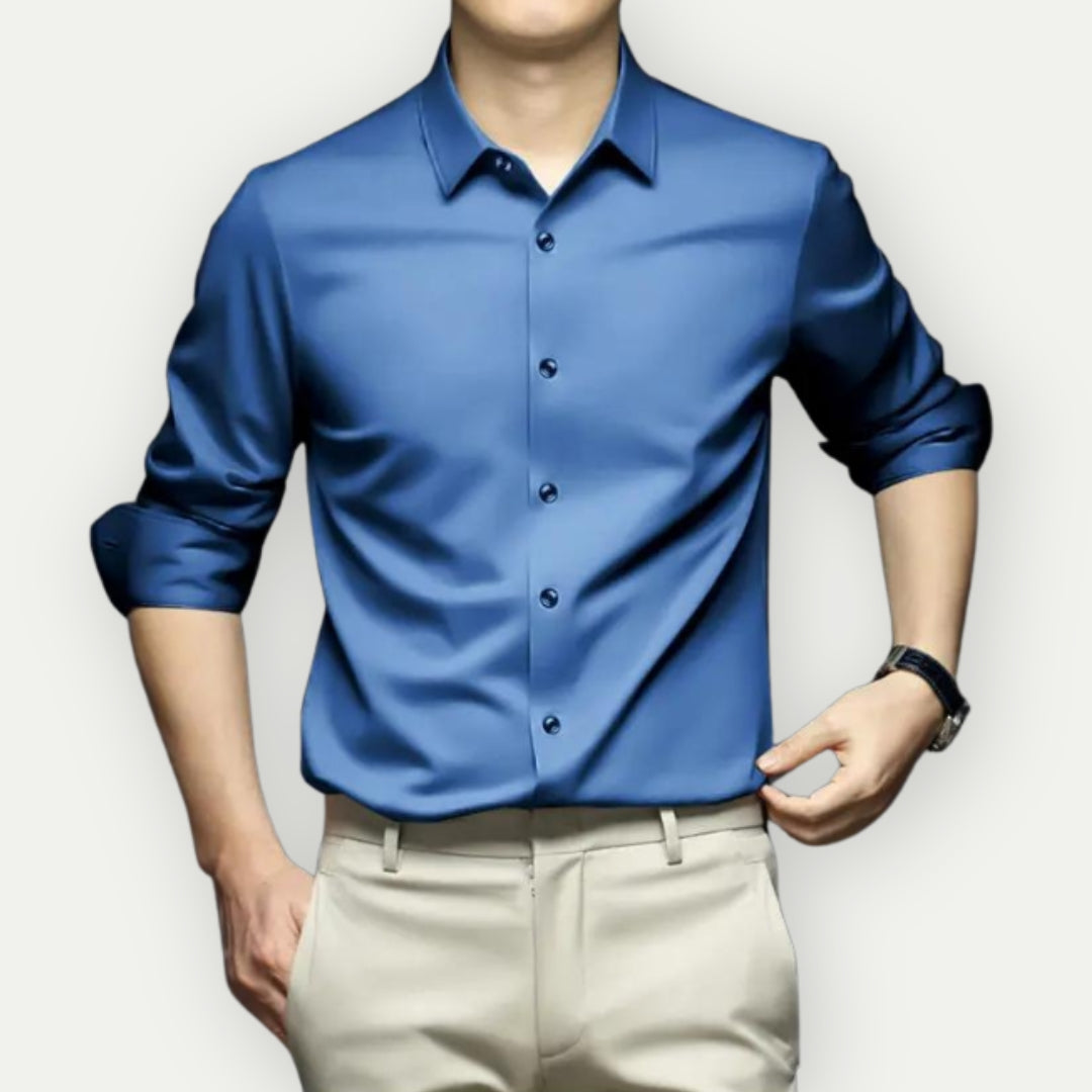 Chemise boutonnée infroissable pour homme, sans repassage