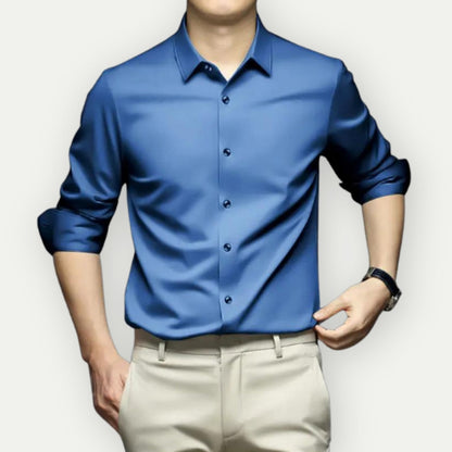 Chemise boutonnée infroissable pour homme, sans repassage