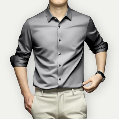 Chemise boutonnée infroissable pour homme, sans repassage