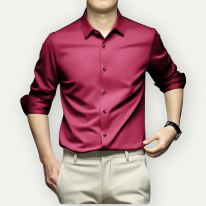 Chemise boutonnée infroissable pour homme, sans repassage