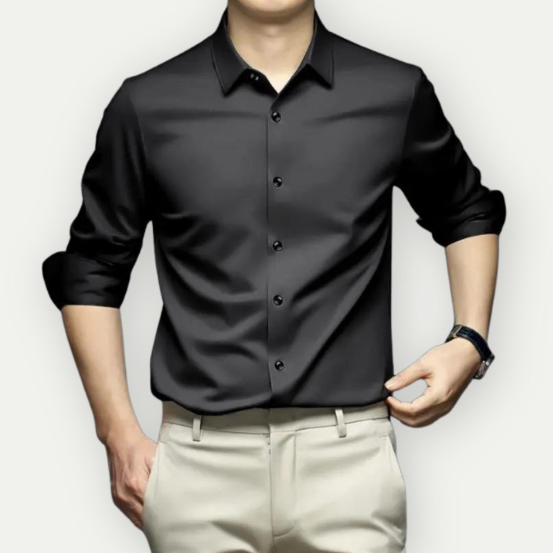 Chemise boutonnée infroissable pour homme, sans repassage