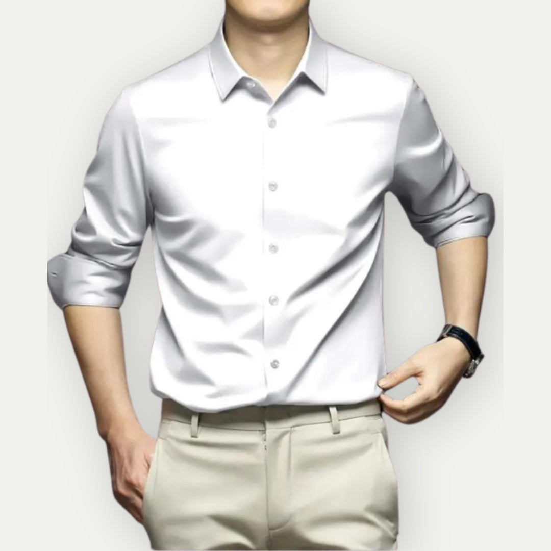 Chemise boutonnée infroissable pour homme, sans repassage