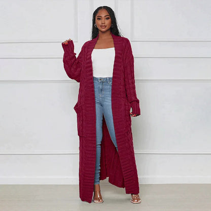 Cardigan long classique femme hiver