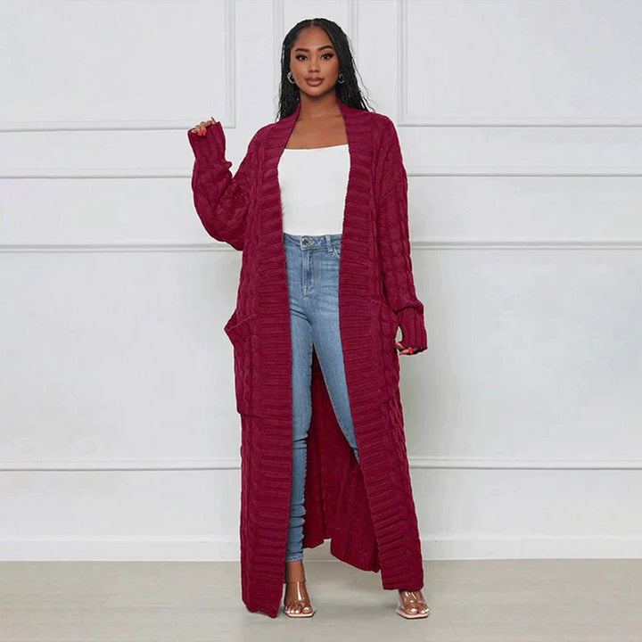 Cardigan long classique femme hiver