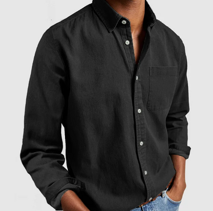Chemise en jean homme à manches longues décontractée bleue