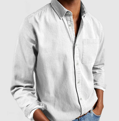 Chemise en jean homme à manches longues décontractée bleue