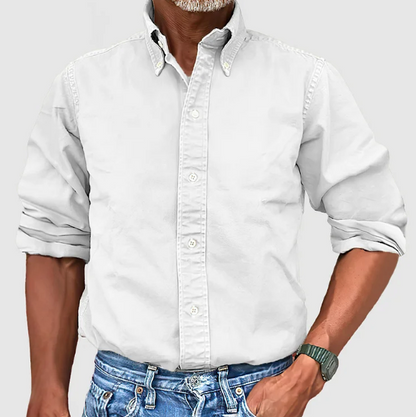 Chemise en jean homme décontractée manches longues bleue