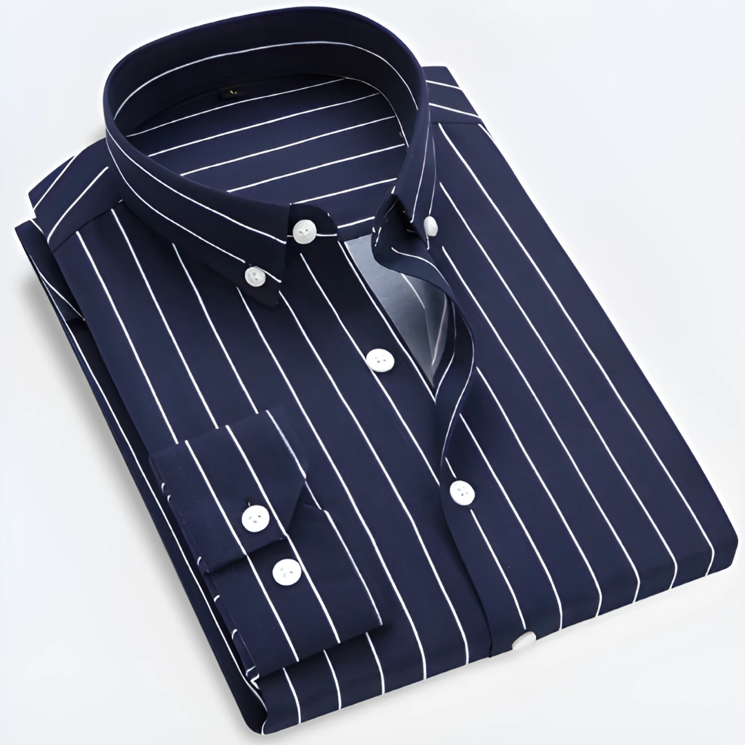 Chemise Oxford Homme Rayée Manches Longues Classique