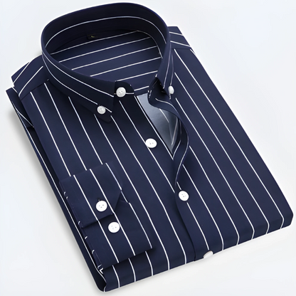 Chemise Oxford Homme Rayée Manches Longues Classique