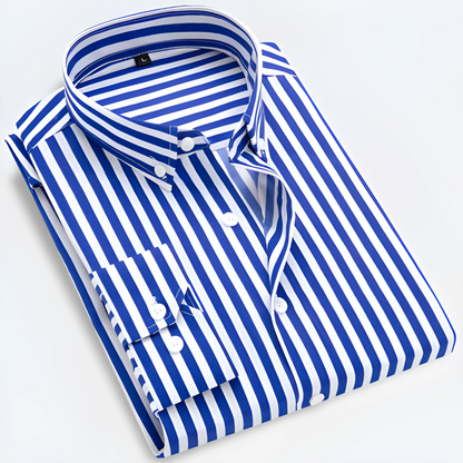 Chemise Oxford Homme Rayée Manches Longues Classique