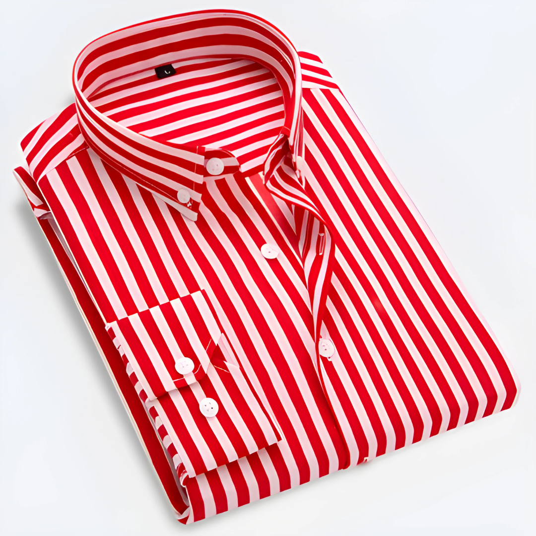 Chemise Oxford Homme Rayée Manches Longues Classique