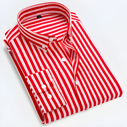 Chemise Oxford Homme Rayée Manches Longues Classique
