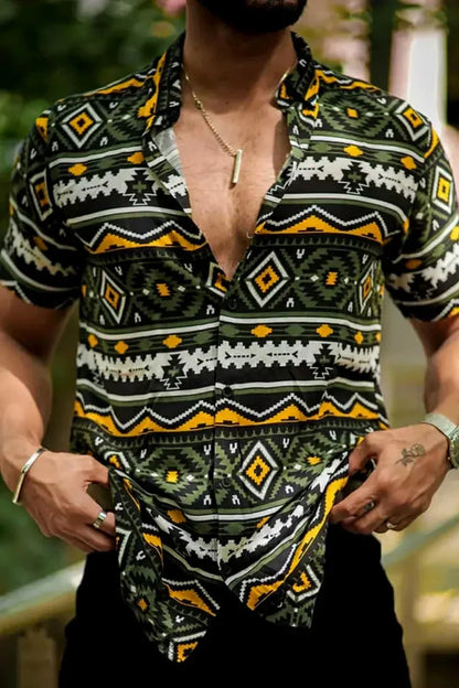 Chemise d'été à manches courtes imprimée pour homme