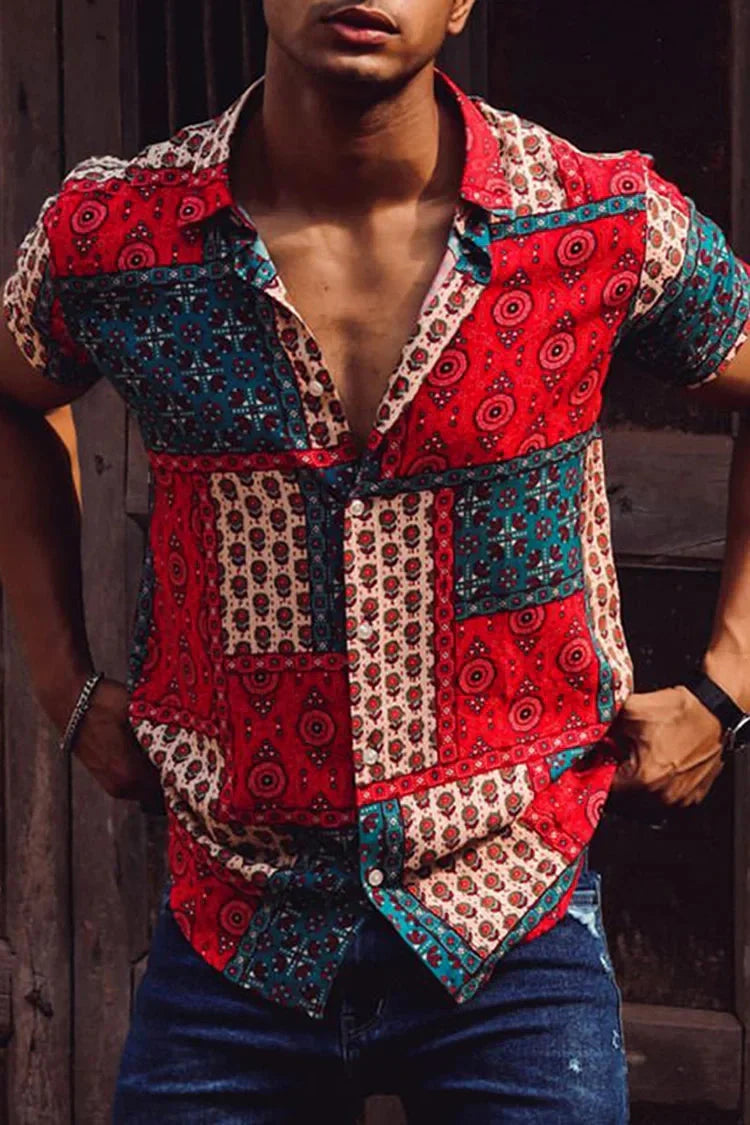Chemise d'été à manches courtes imprimée pour homme