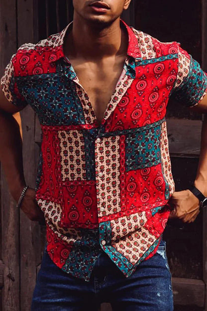 Chemise d'été à manches courtes imprimée pour homme
