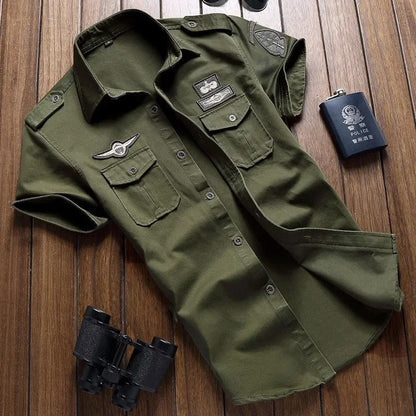 Chemise homme manches courtes style cargo