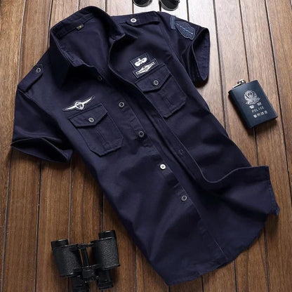 Chemise homme manches courtes style cargo