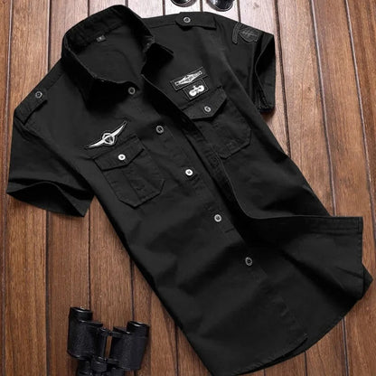 Chemise homme manches courtes style cargo