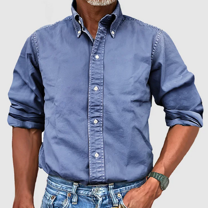 Chemise en jean homme manches longues avec col moderne