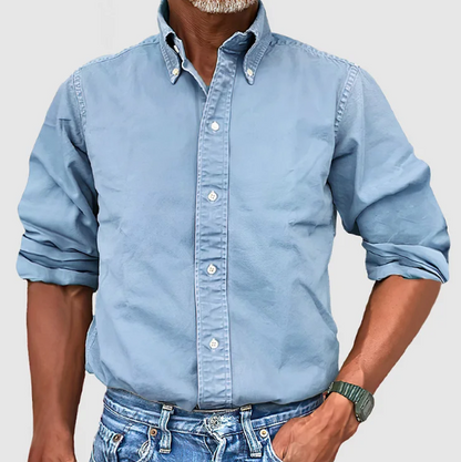 Chemise en jean homme manches longues avec col moderne