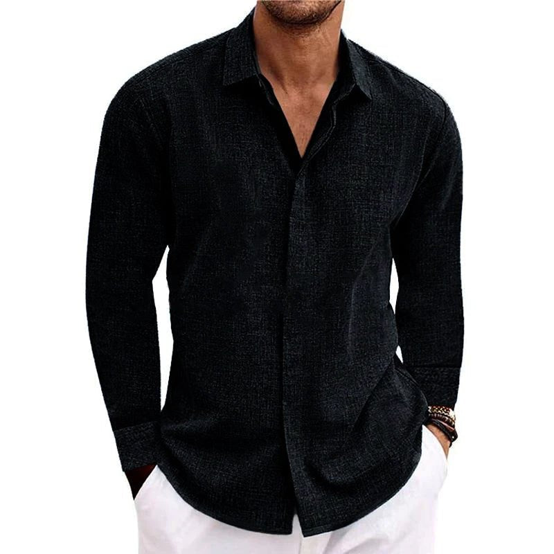 Chemise homme manches longues coupe droite col