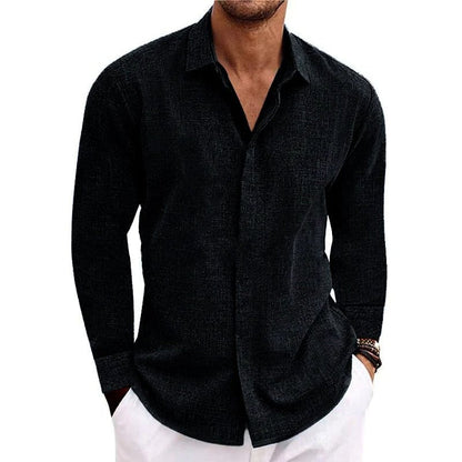 Chemise homme manches longues coupe droite col