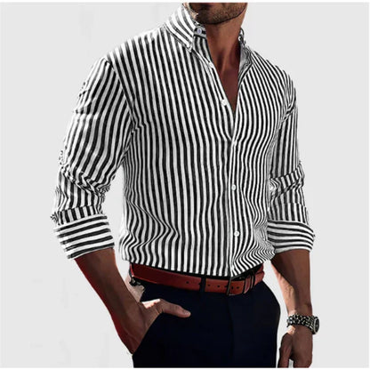 Chemise homme manches longues rayures col