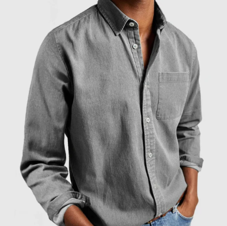 Chemise décontractée pour homme à col manches longues