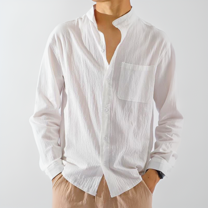 Chemise confortable à manches longues pour homme, légère