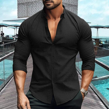 Polo homme slim fit manches longues