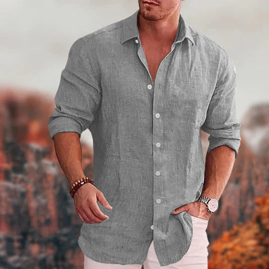Chemise en lin homme manches longues Design élégant