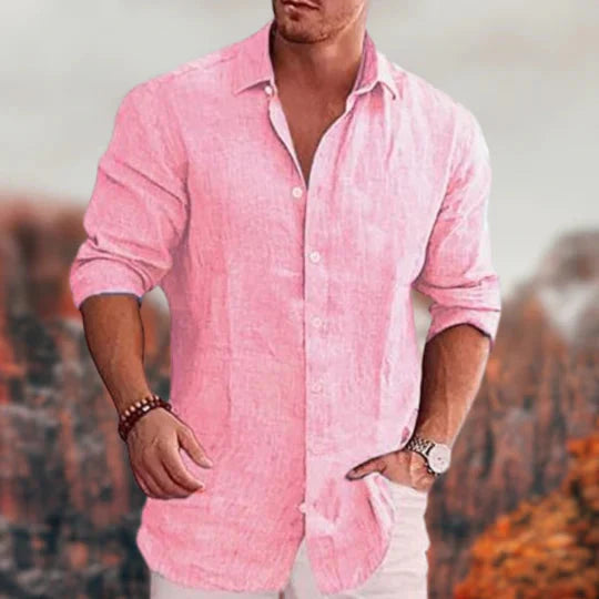 Chemise en lin homme manches longues Design élégant