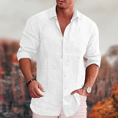 Chemise en lin homme manches longues Design élégant