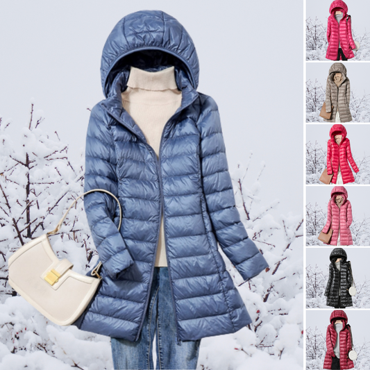 Winterjacke Damen - Gequiltet Warm Kapuzenjacke Mittellang - IdealeKleiden