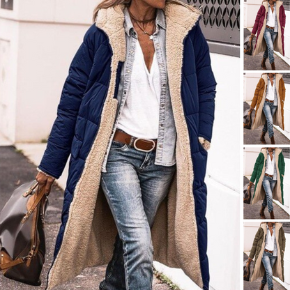 Kuschel Fleece Mantel Damen Kapuze - IdealeKleiden