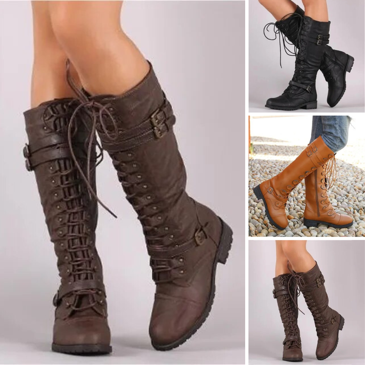 Stylische Schnürstiefel Retro Design - IdealeKleiden