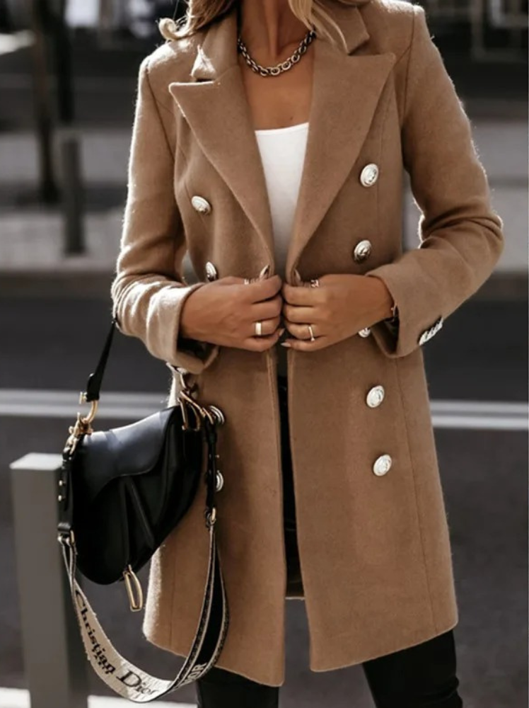 Blazer élégant croisé mi-long qualité luxe