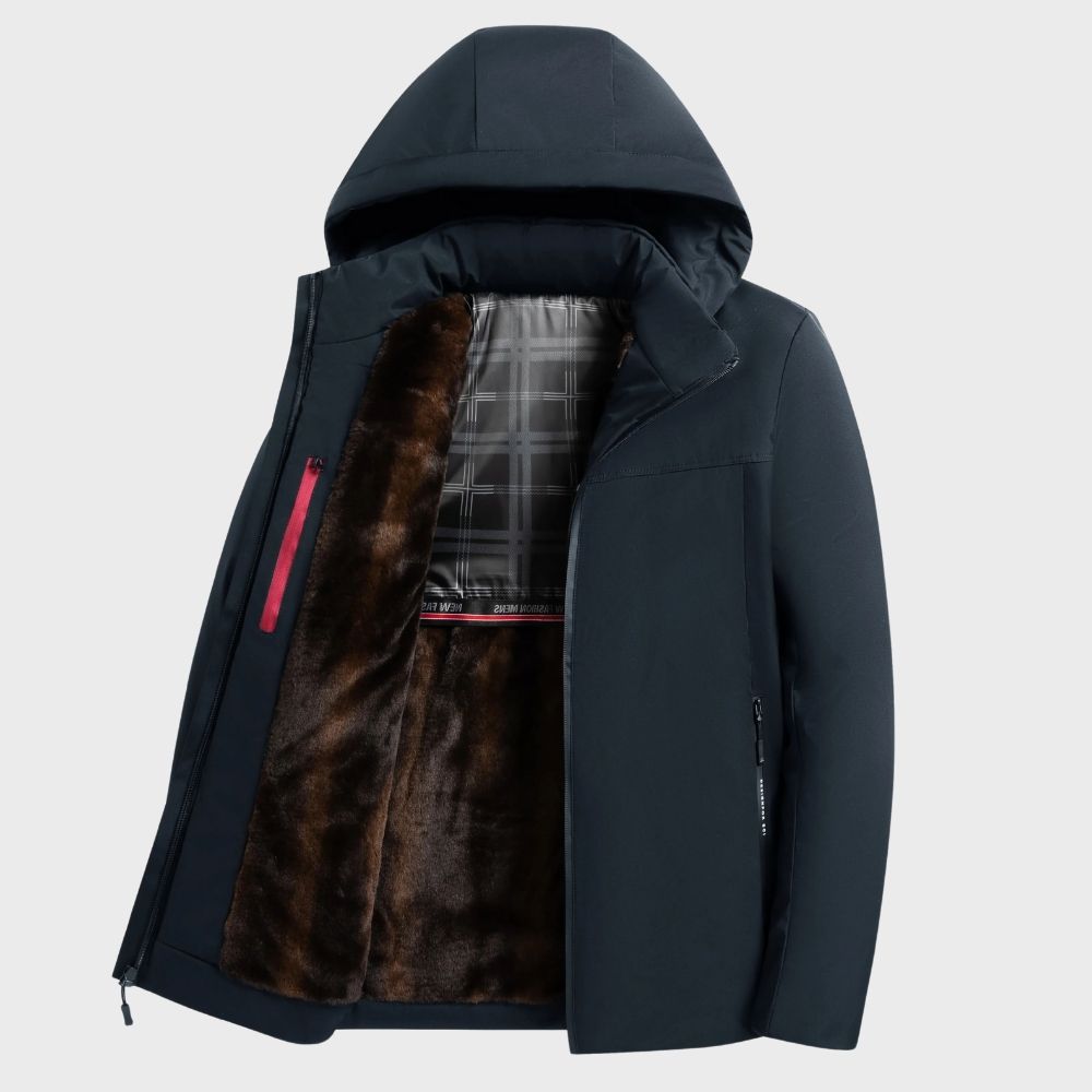 Veste d'hiver imperméable doublée fourrure capuche fermeture éclair