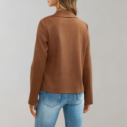 Herrenlose Wildlederjacke Herbst Chic Frauen - IdealeKleiden